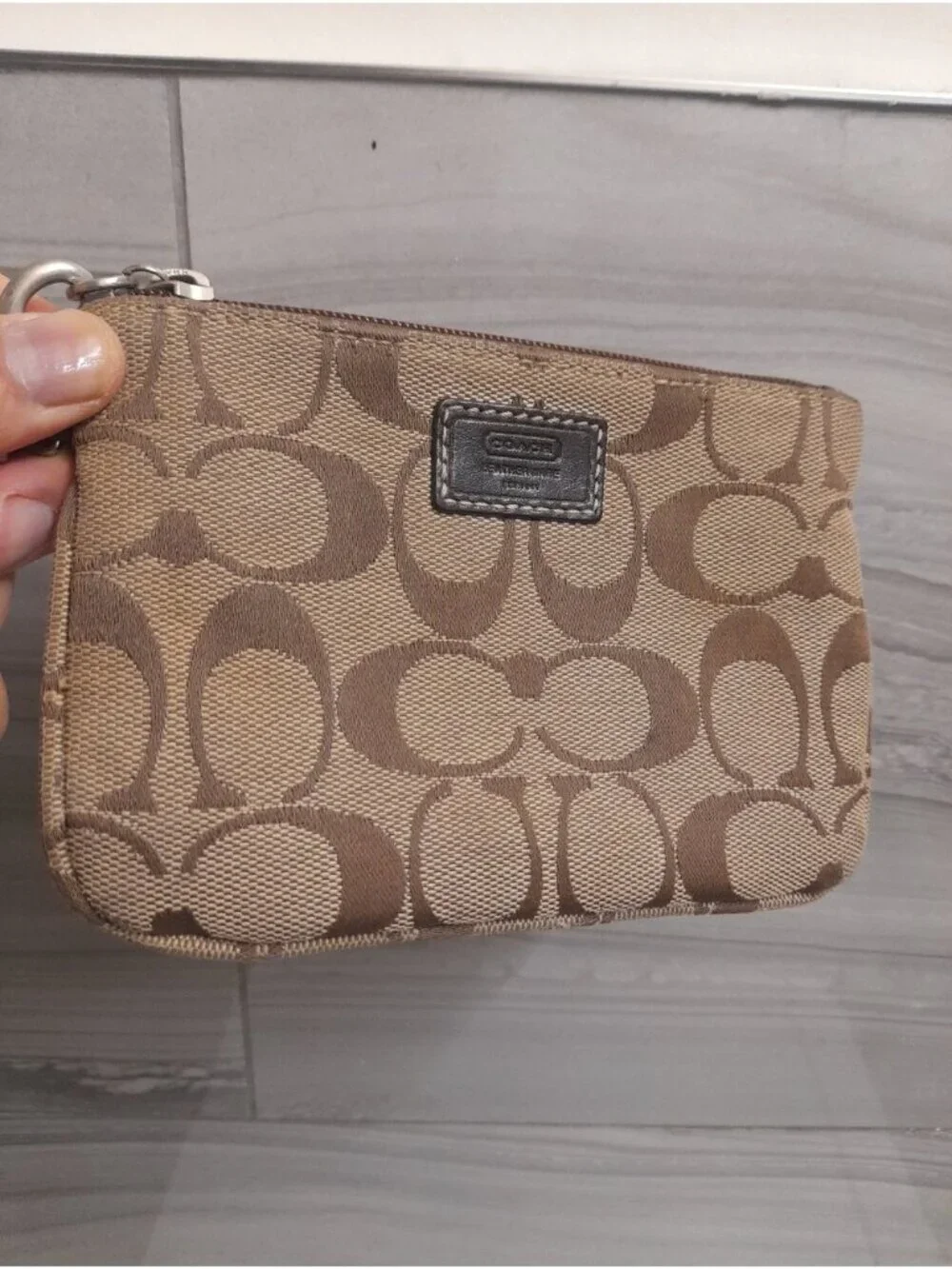 Coach Signature Canvas Zip Wristlet Y2K Pouch